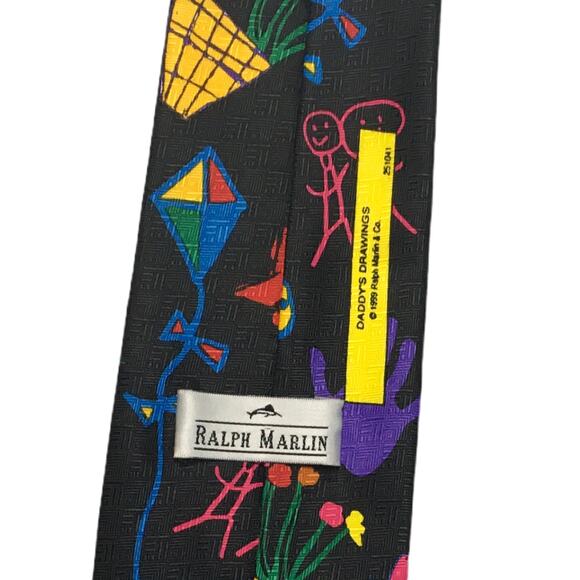 Vintage Ralph Marlin Tie Daddy's Drawings 1999 Men's I Love My Dad Necktie - Picture 5 of 7